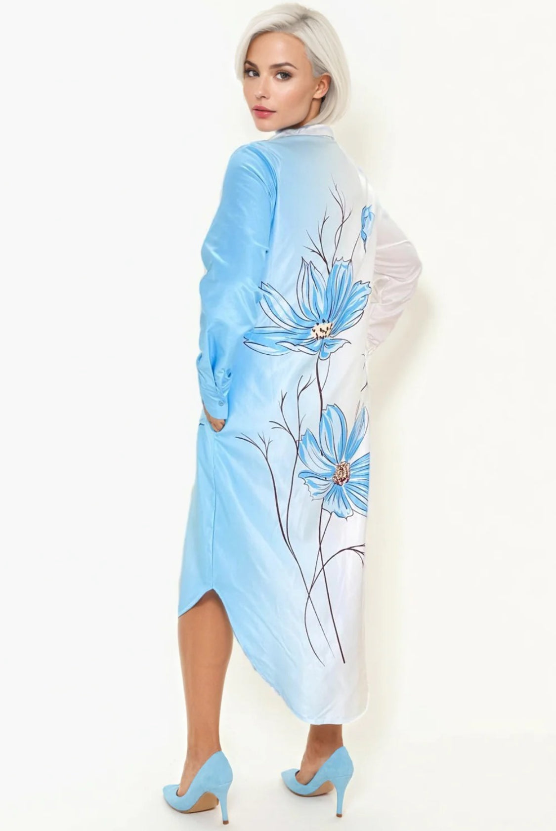 N by Nancy Dress With Flowers Print Blue