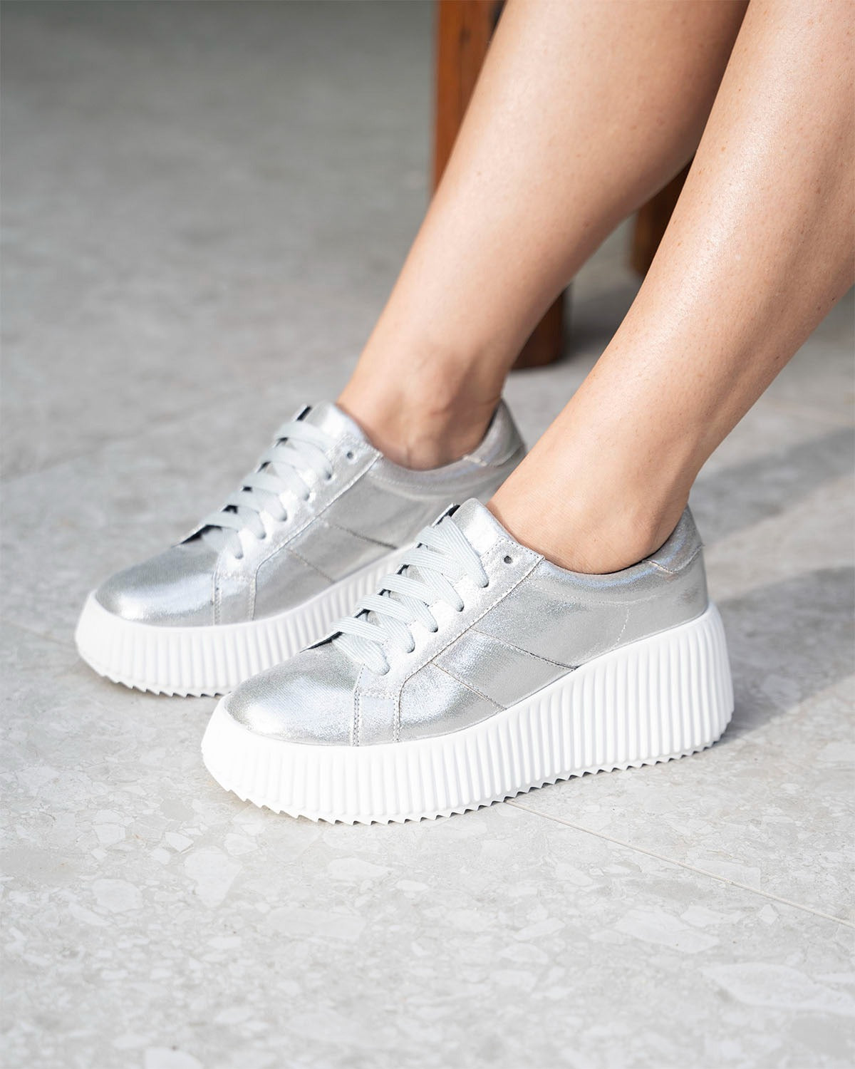 David Isaac Vintage Sneakers Metallic Silver