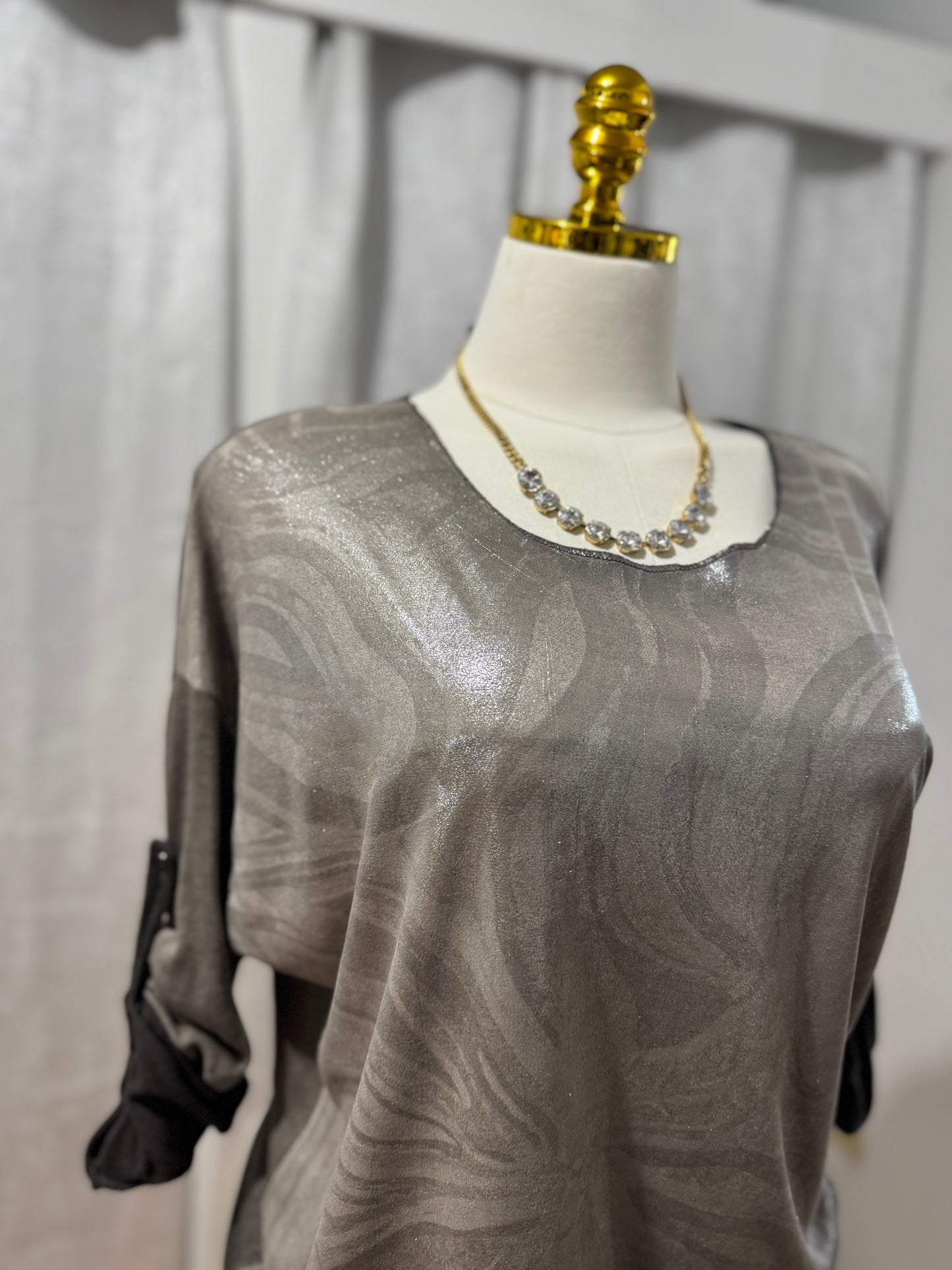 Italian Collection Silver Metallic Animal Print Details