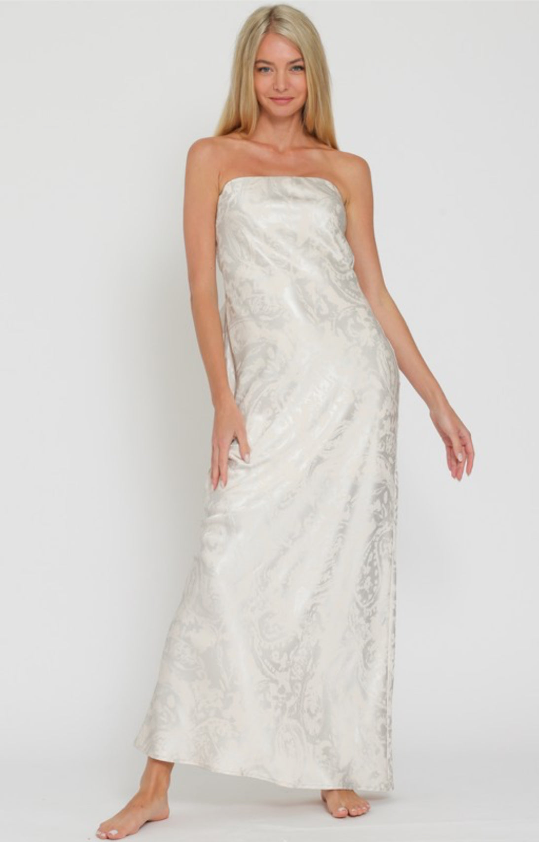 Tube Tide Back Chest Cowl Back Waisted Maxi Dress