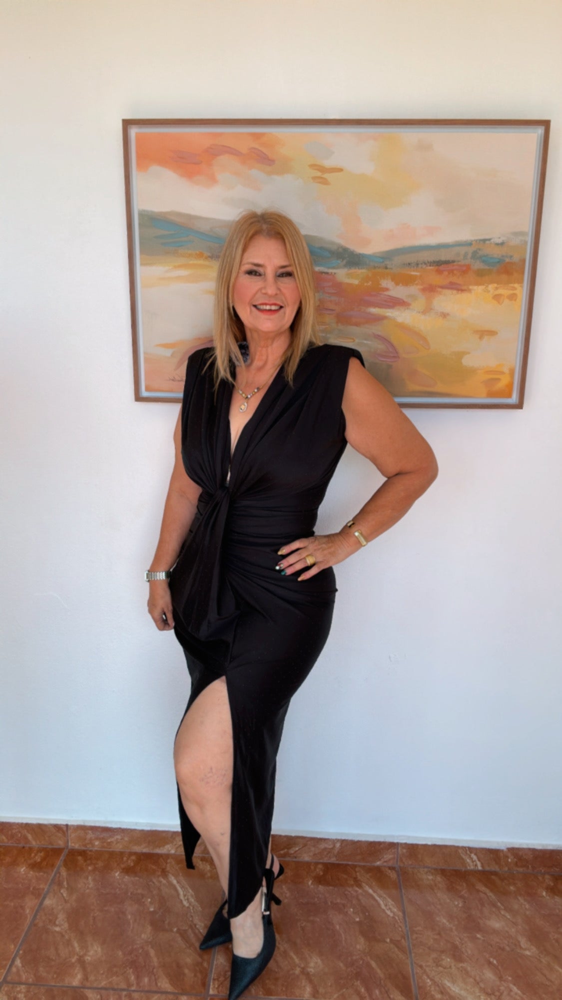 Italian Mini Rhinestones Accent Dress