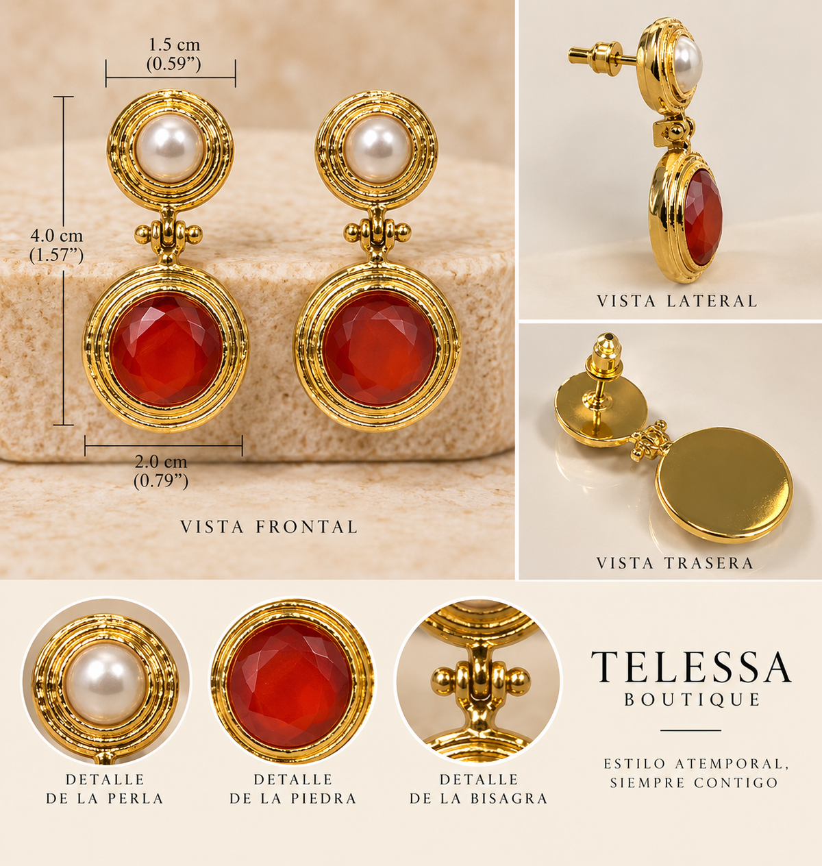 Turkish Ruby Pearl Statement Earrings