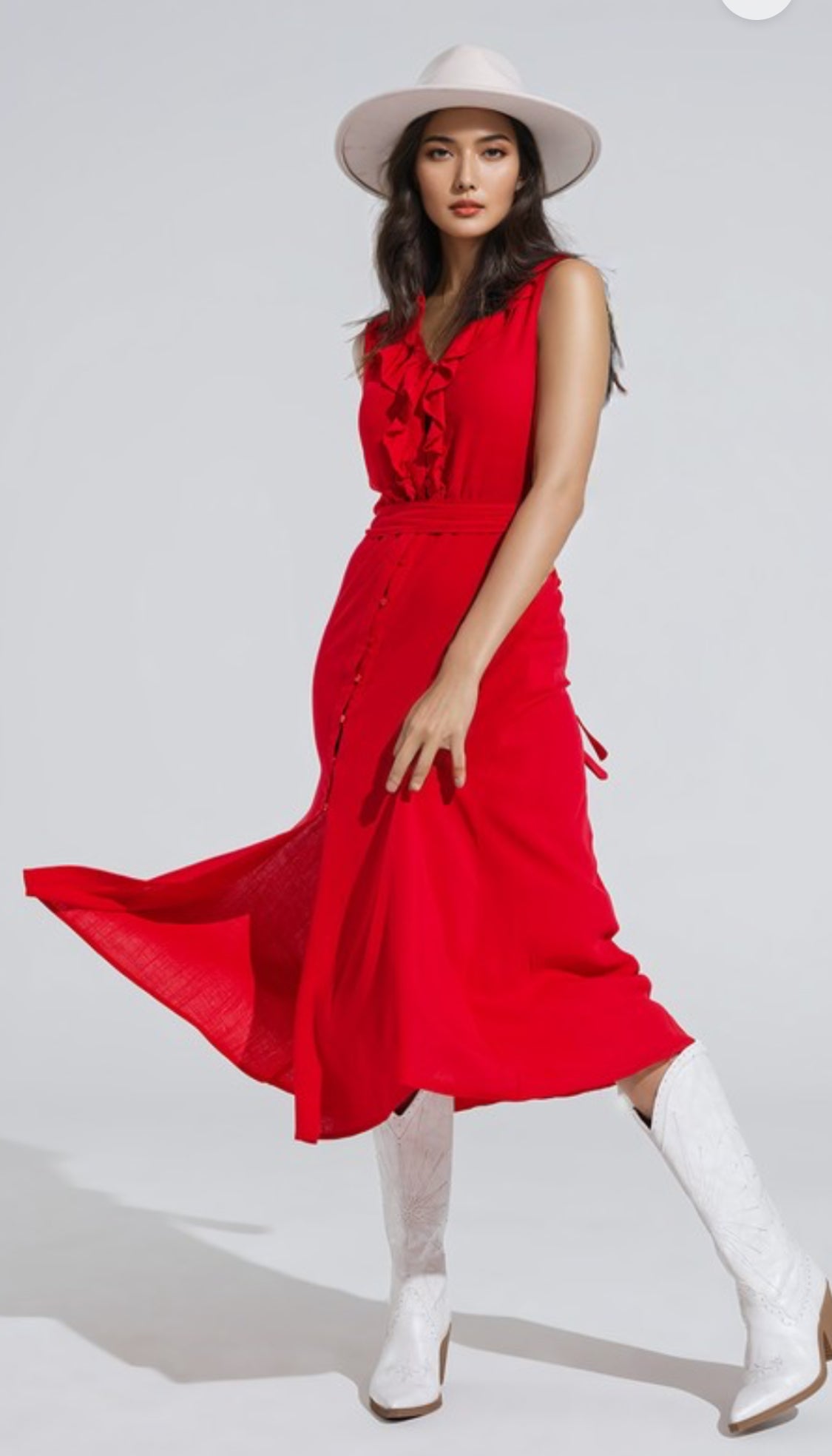 Sleeveless Dress with ruffle