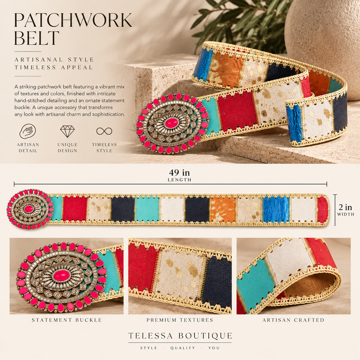 Artisan Patchwork Statement Belt