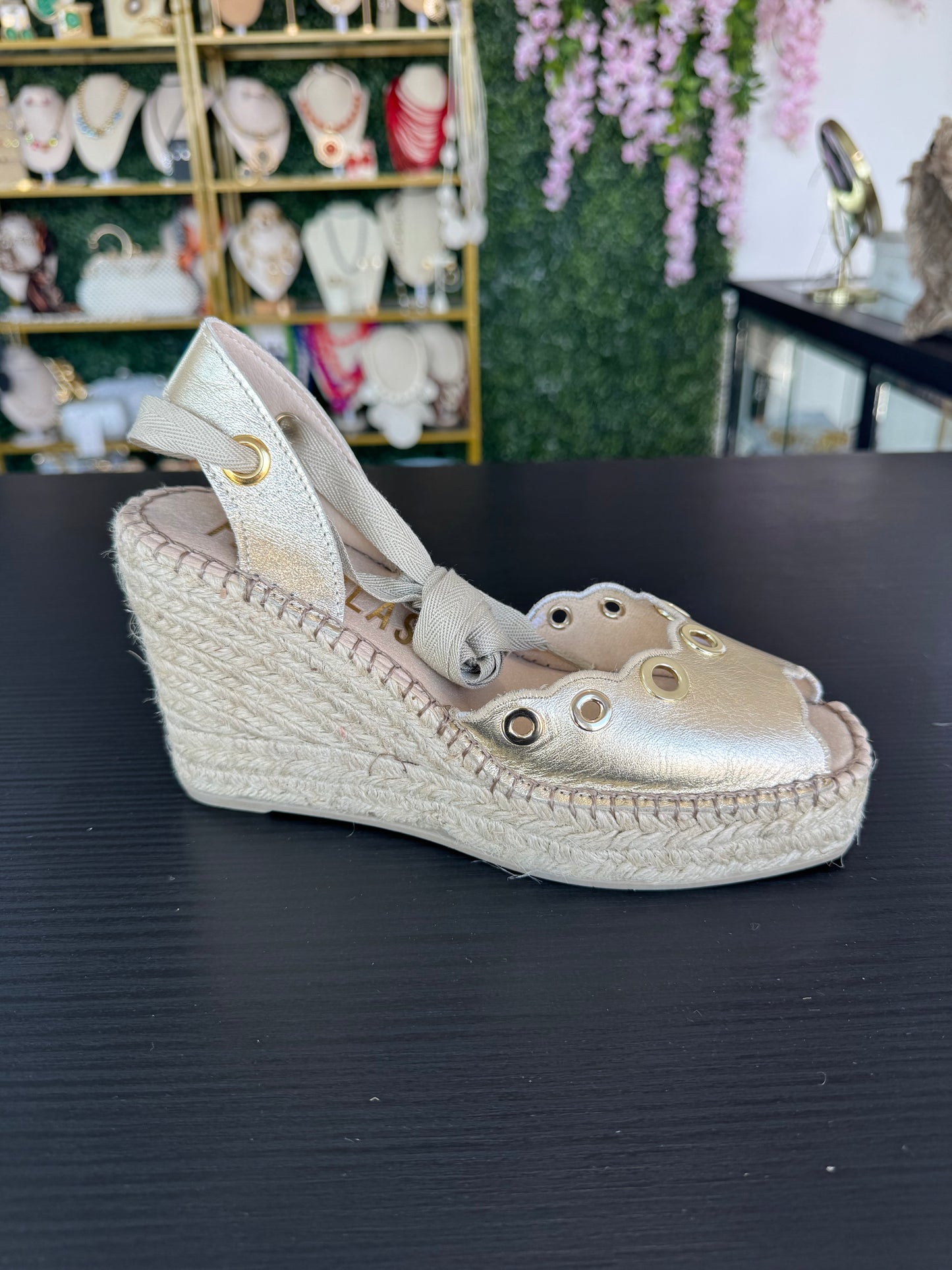 Espadrille Gold Leather Upper Fabiolas