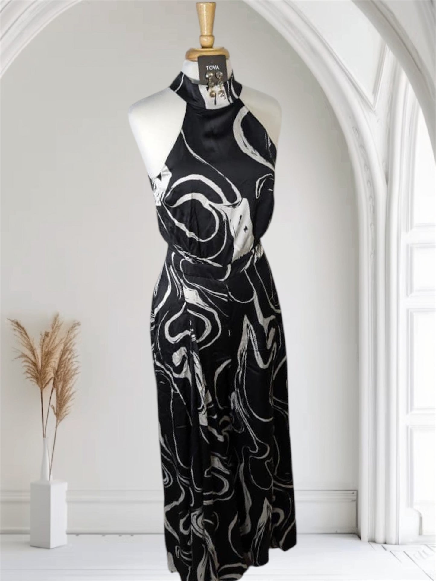 Marble Halter Jumpsuit Black & White