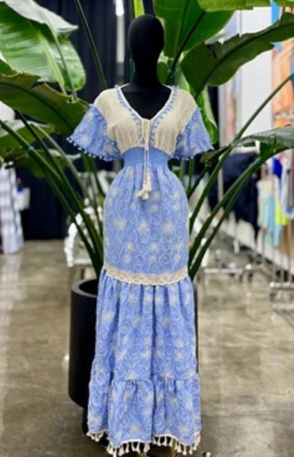 Embroidery Blue Dress