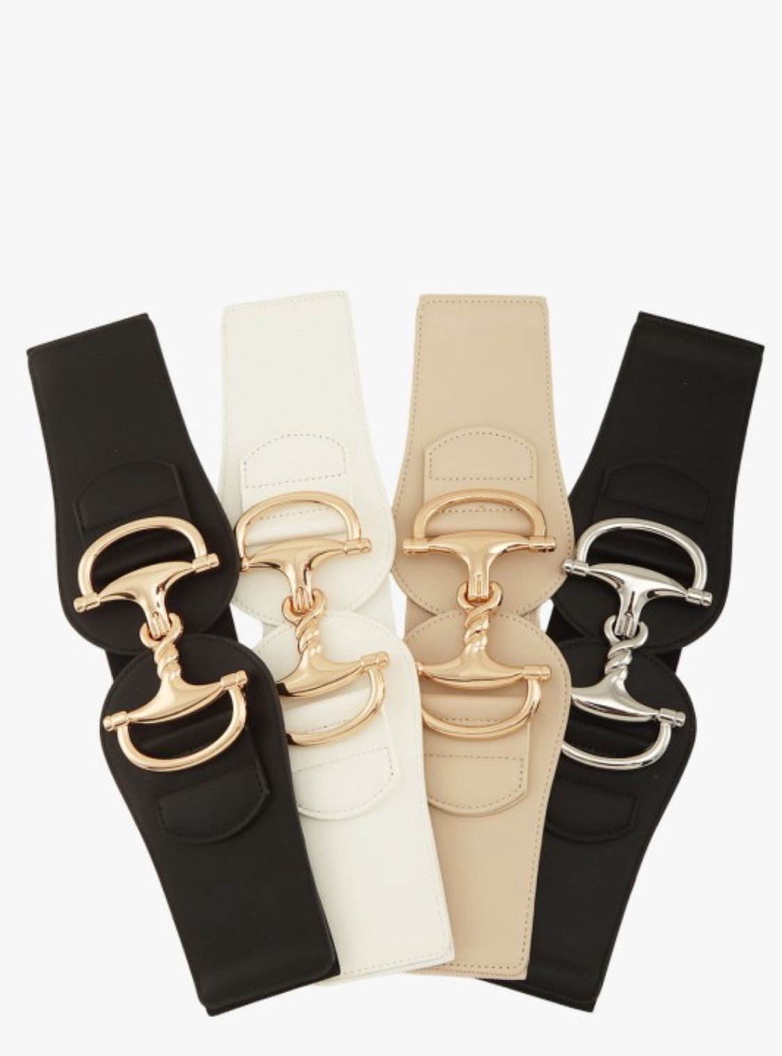 Ivory With Gold Luxe Horsebit Statement Belt