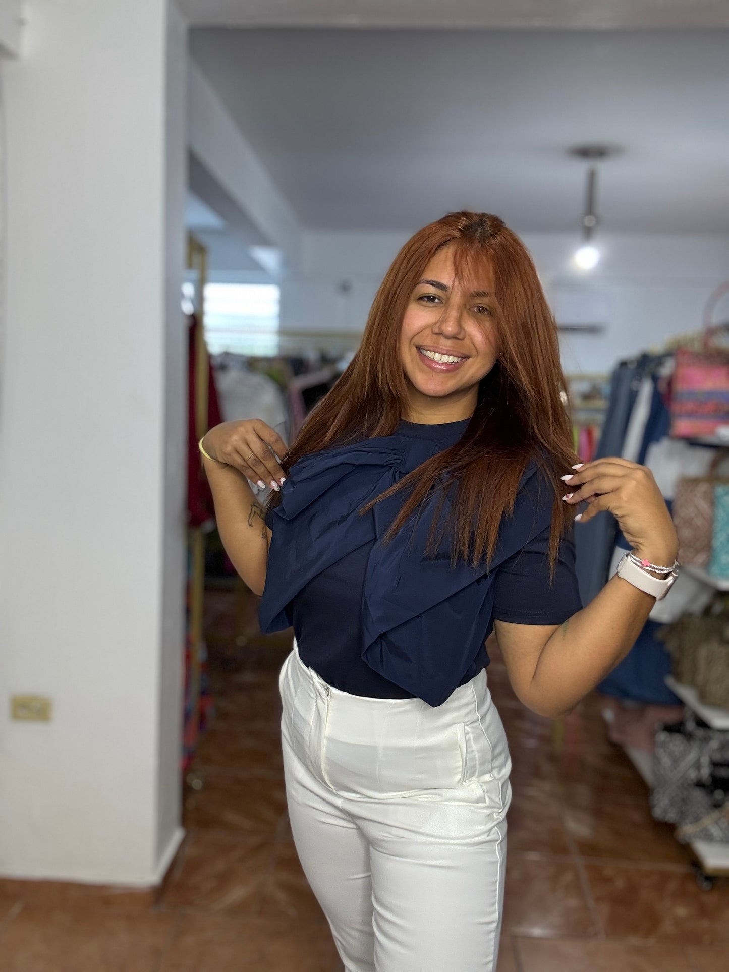 Top Bow Navy Blue Gracia