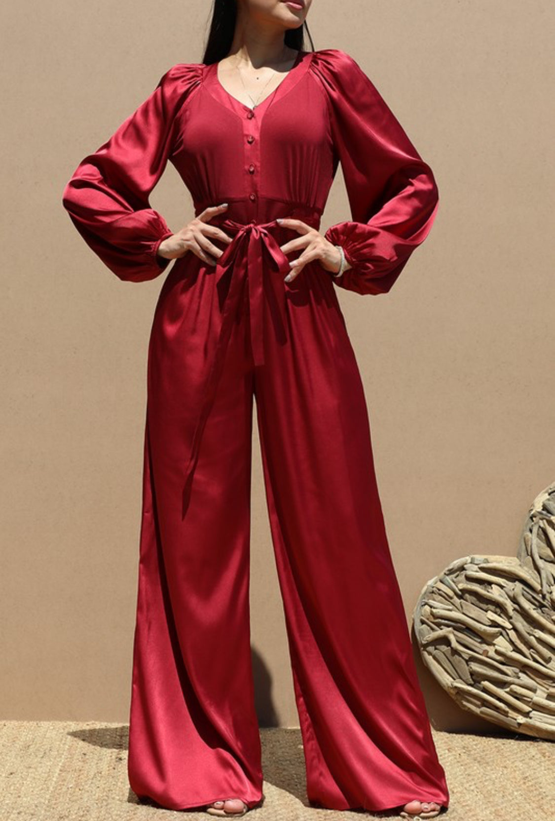 Button down Satin Jumpsuit