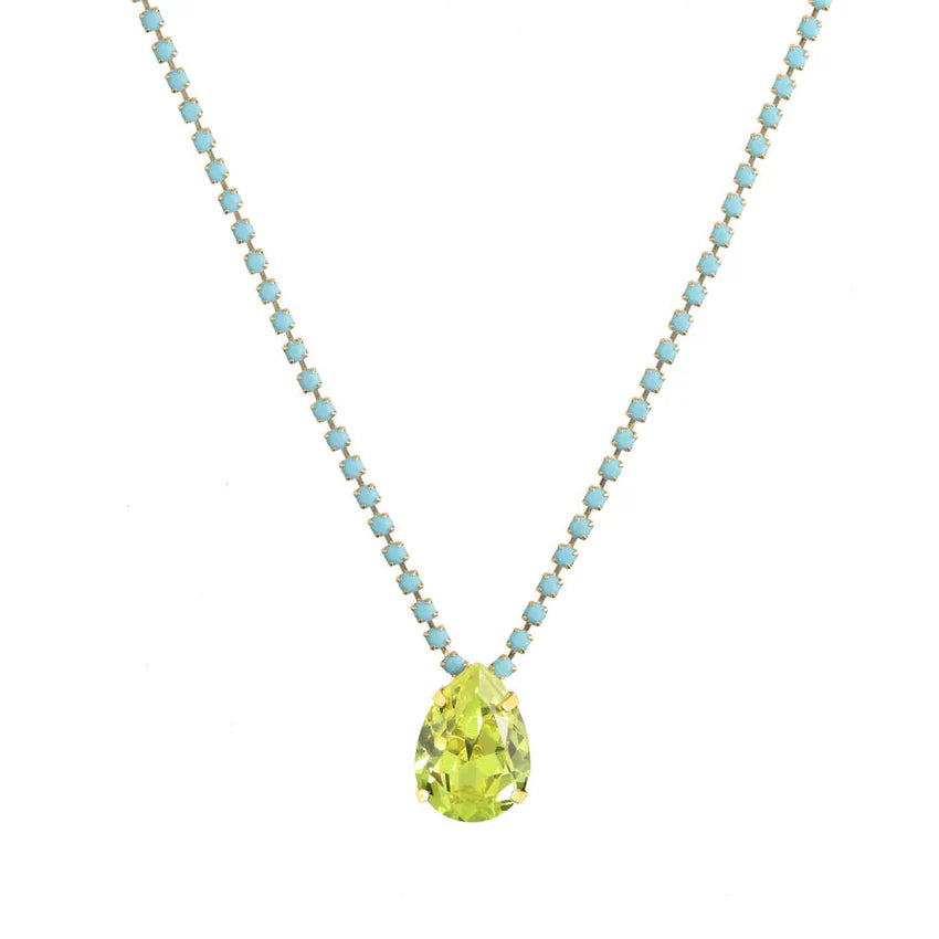 Milli Necklace in vibrant Chartreuse and Turquoise