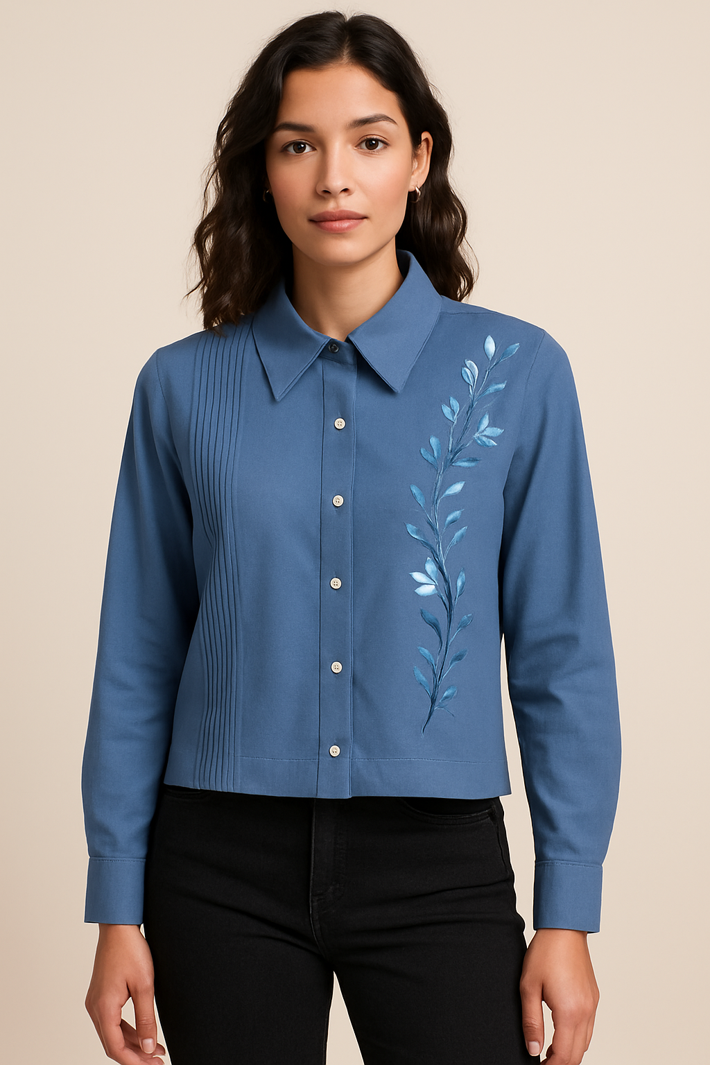 Mojito Top Blue Silver With Embroidery