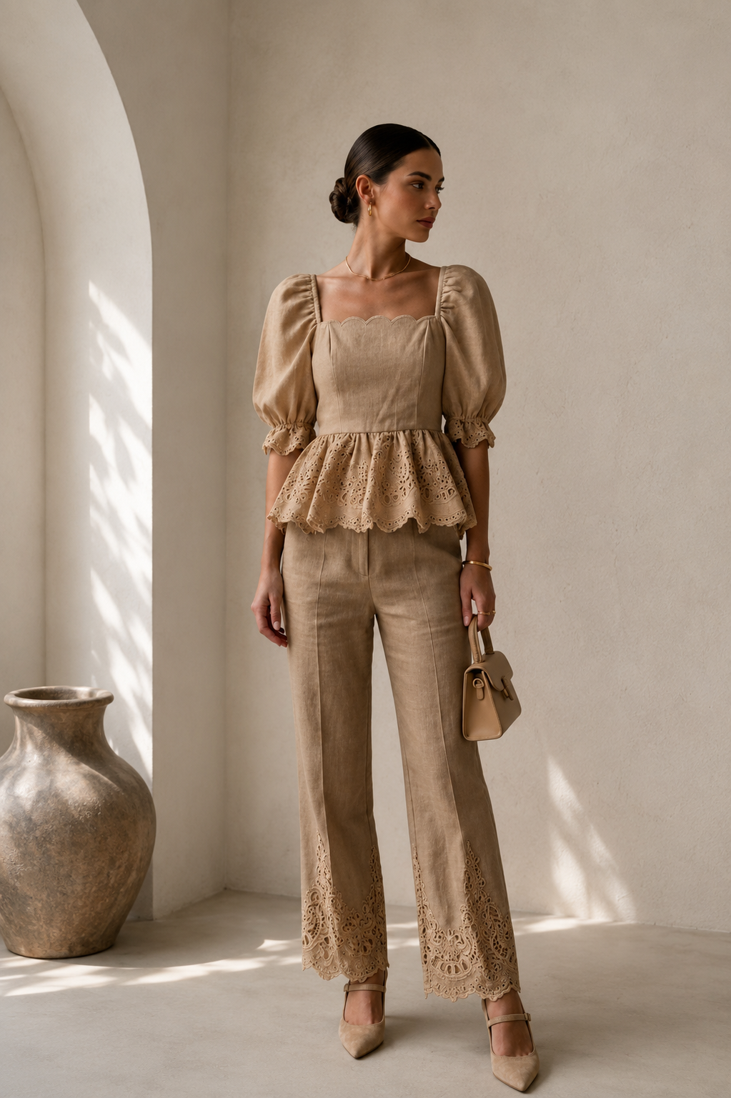 Khaki Grace Linen Set