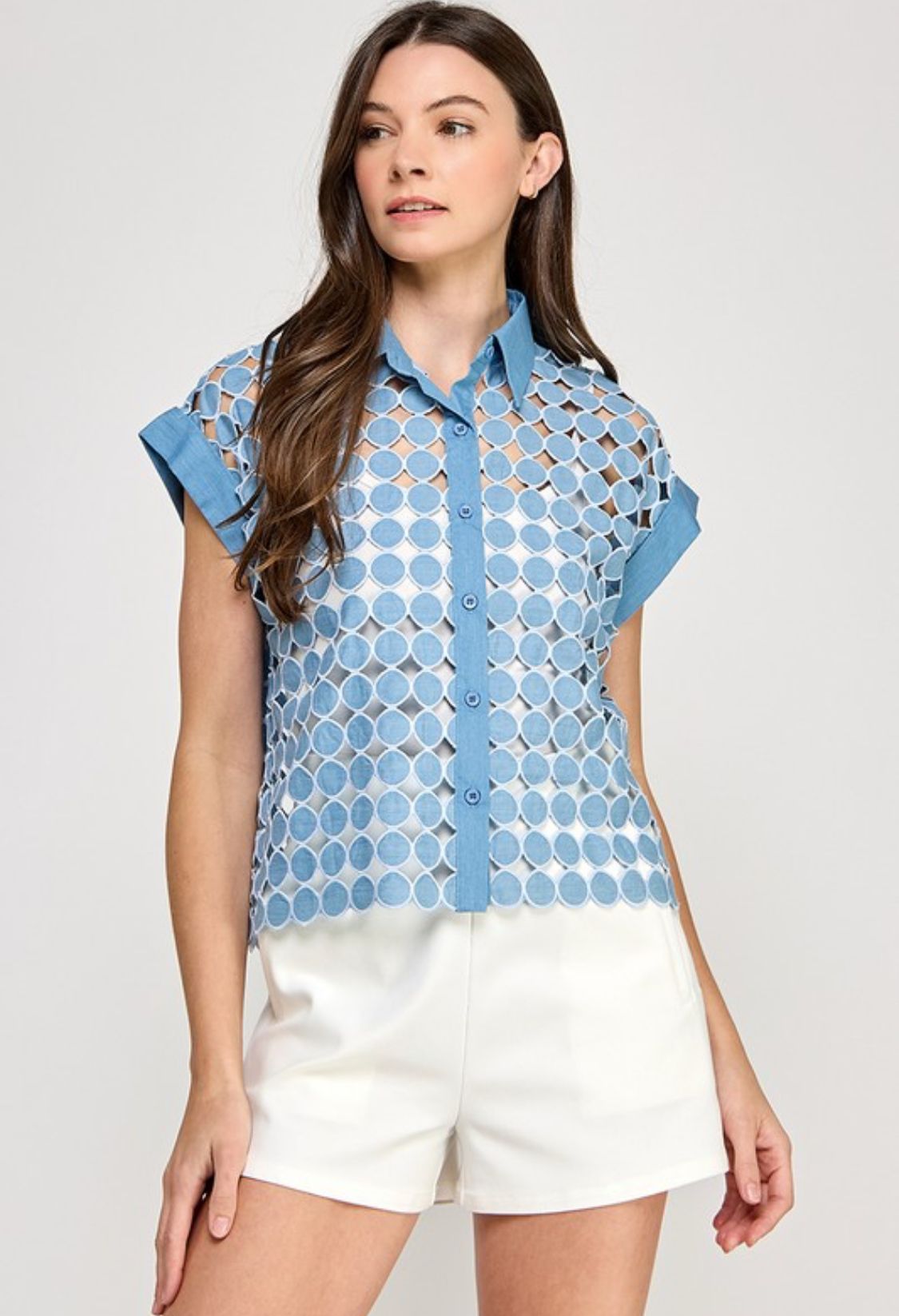 Eyelet Blue Denim Top