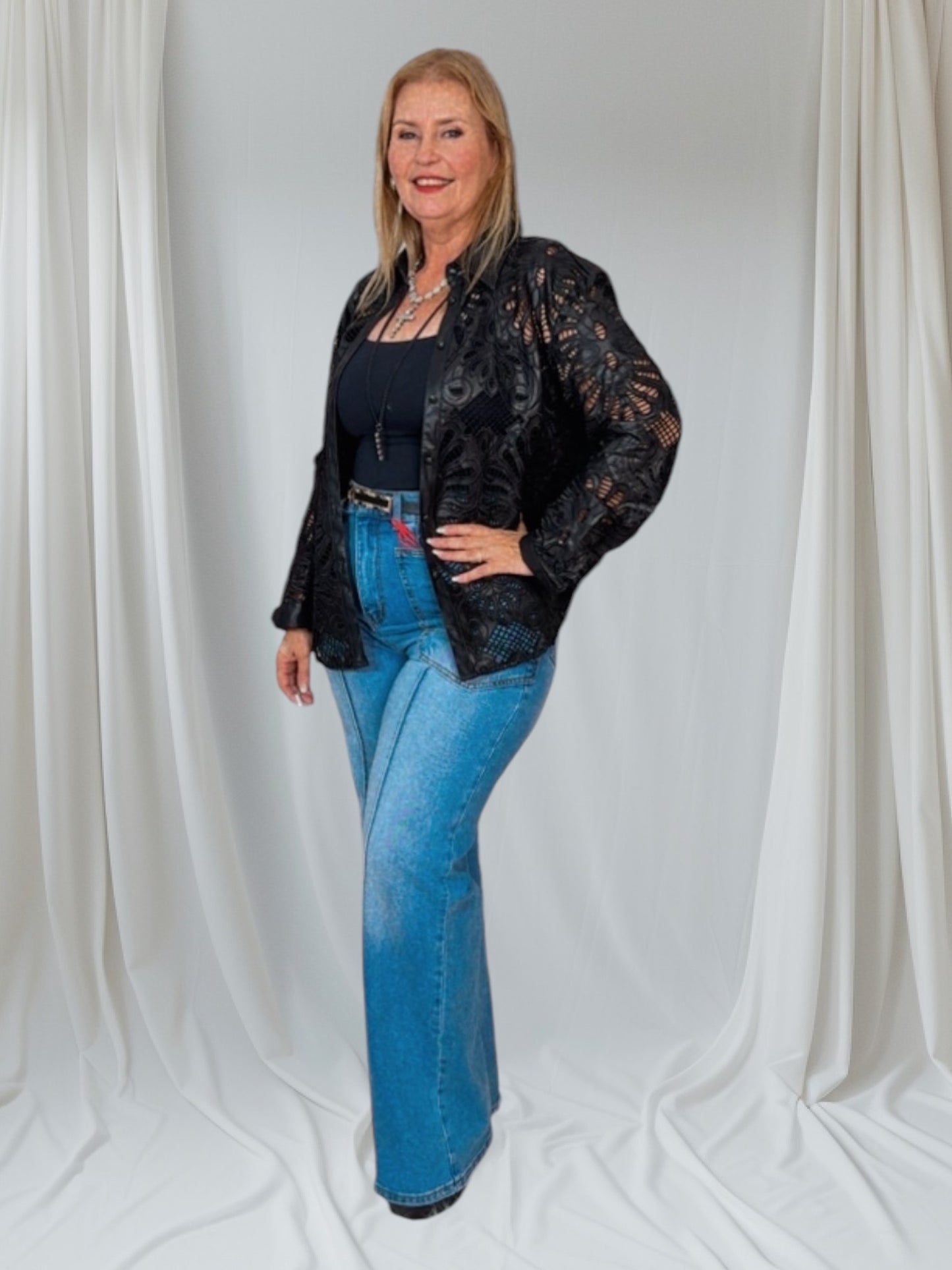 Faux Leather Jacket blouse