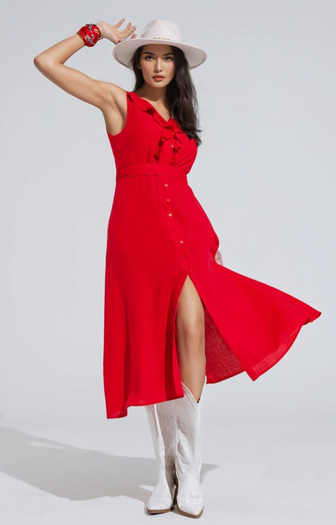 Sleeveless Dress with ruffle
