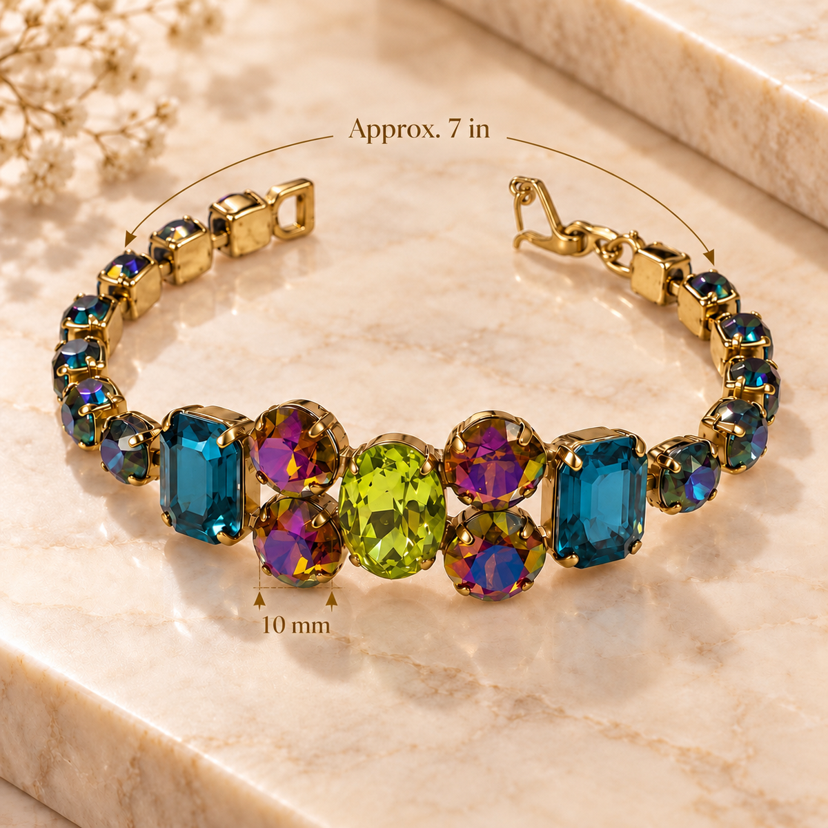 TOVA Multicolor Swarovski Crystal Gold-Plated Bracelet