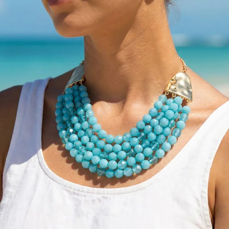 Blue Bohemian Geometric Necklace