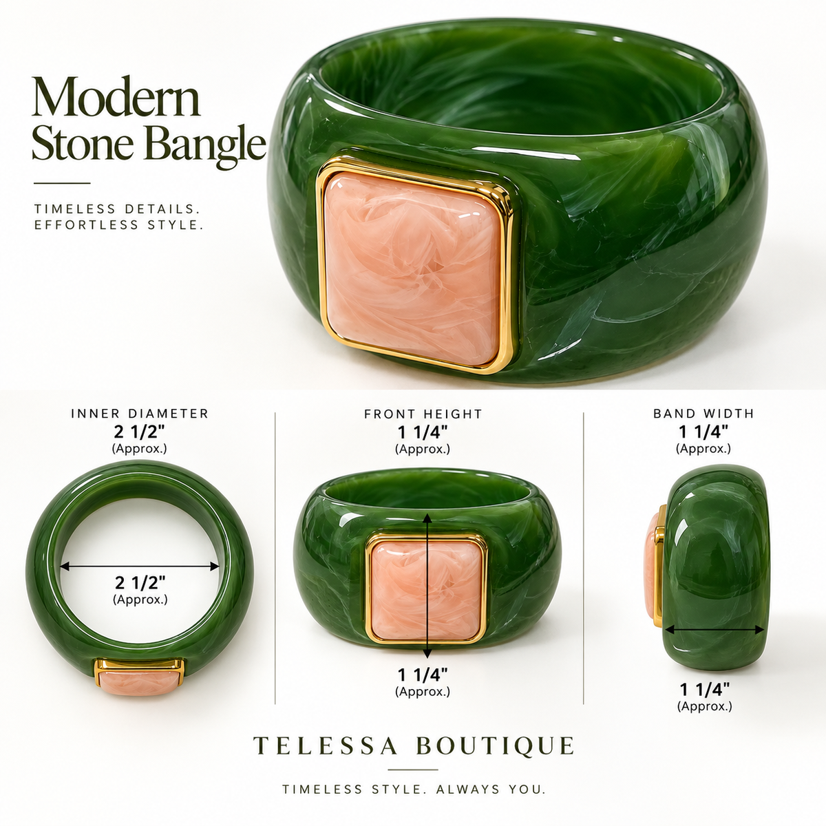 Emerald Blush Statement Bangle