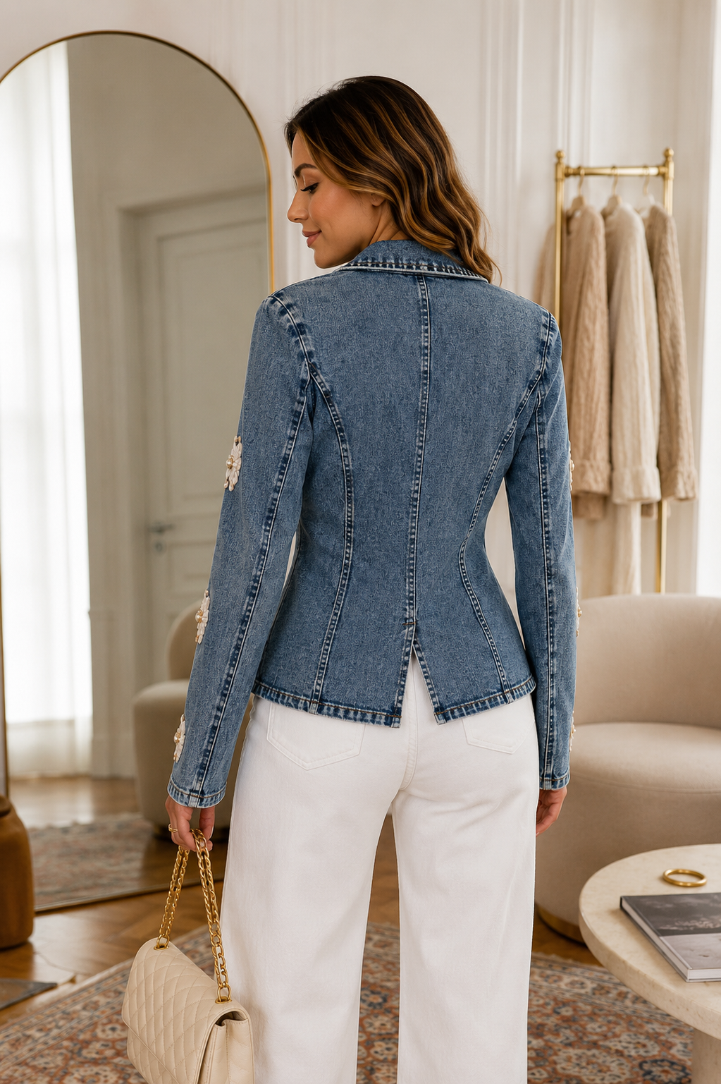 Inspired Embellished Denim Blazer