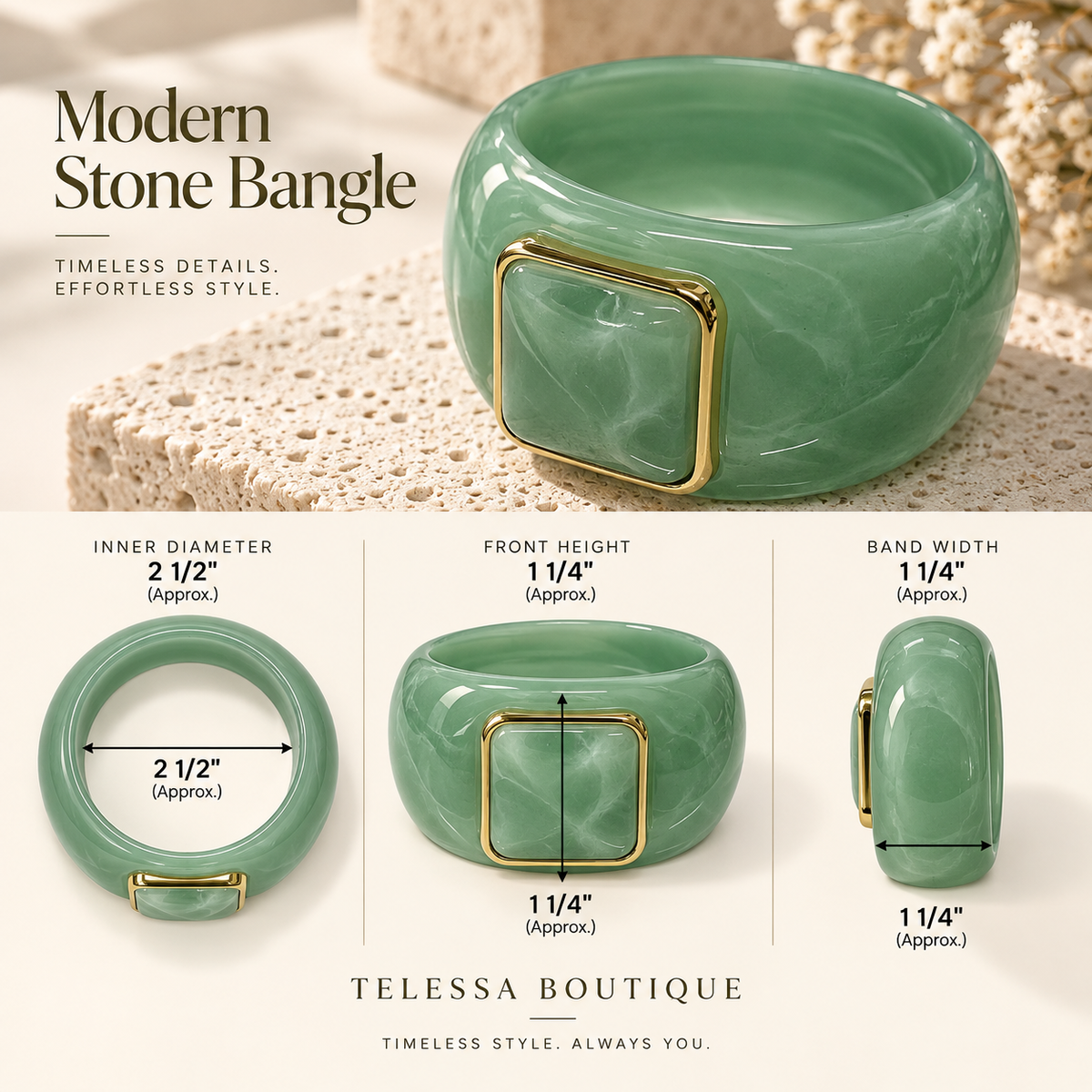 Jade Stone Statement Bangle