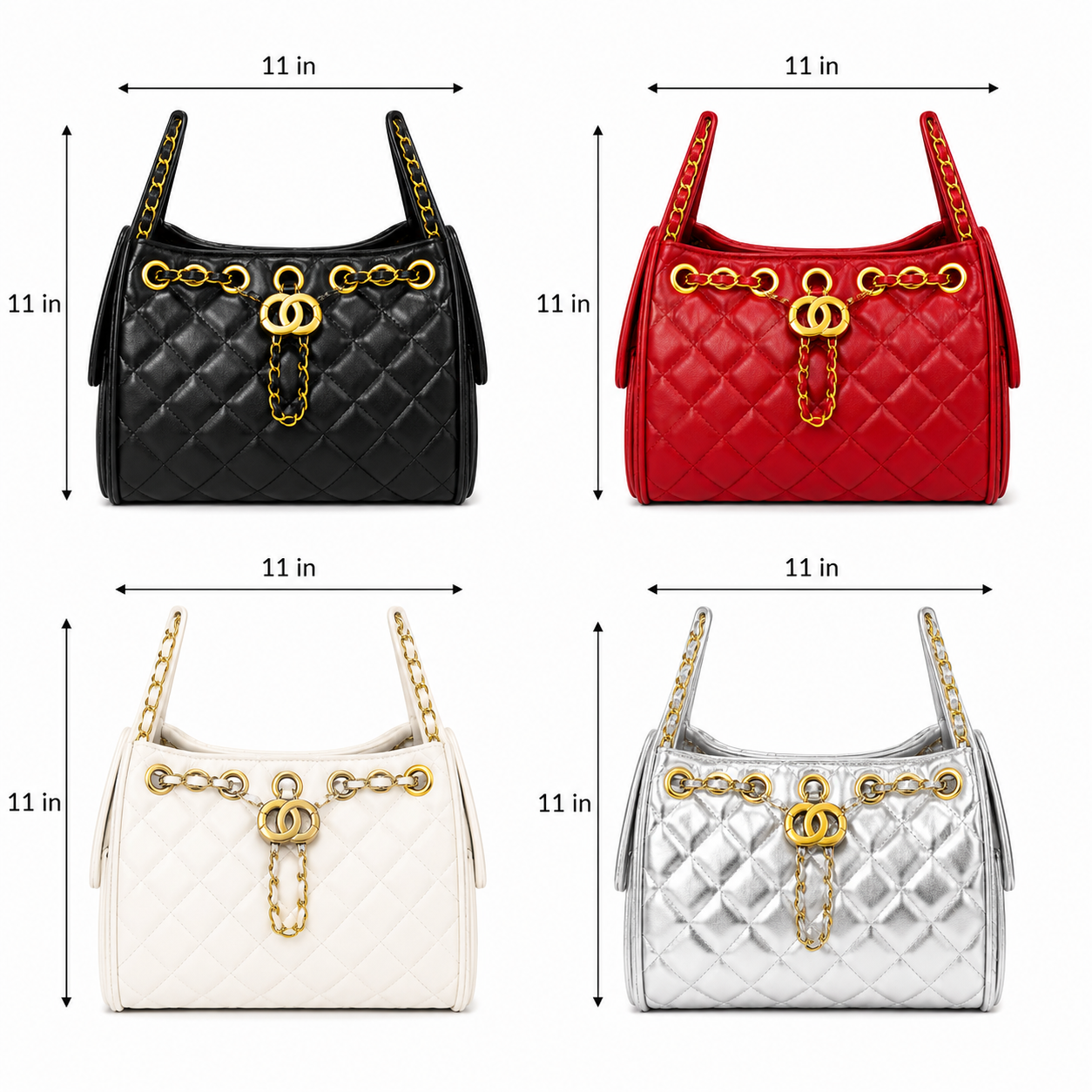 Silver Luxe Quilted Handbag CC