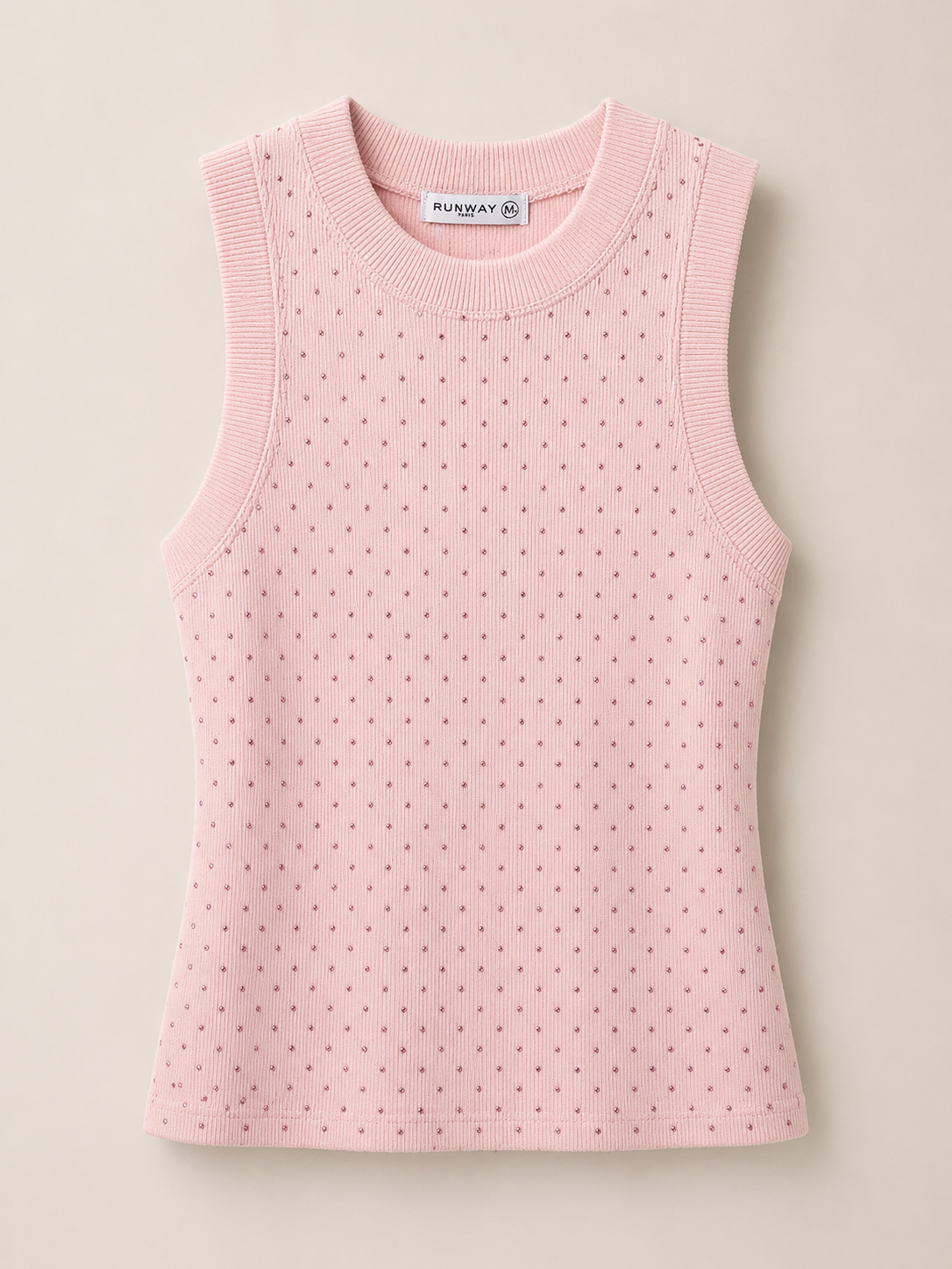Rhinestone Knit Top Pink