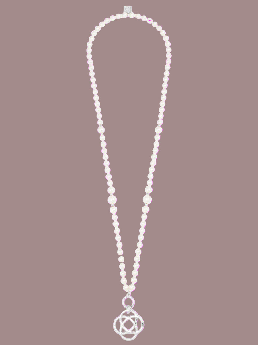 Clover Charm Pearl Beaded Long Necklace Jewelry