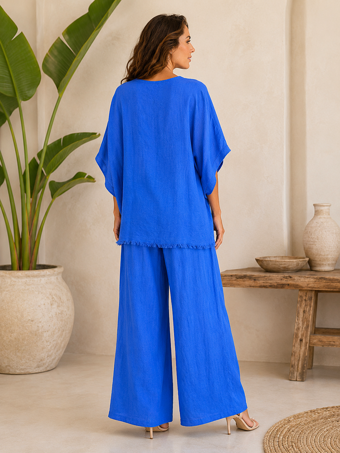 Blue Blossom Italian Linen Set