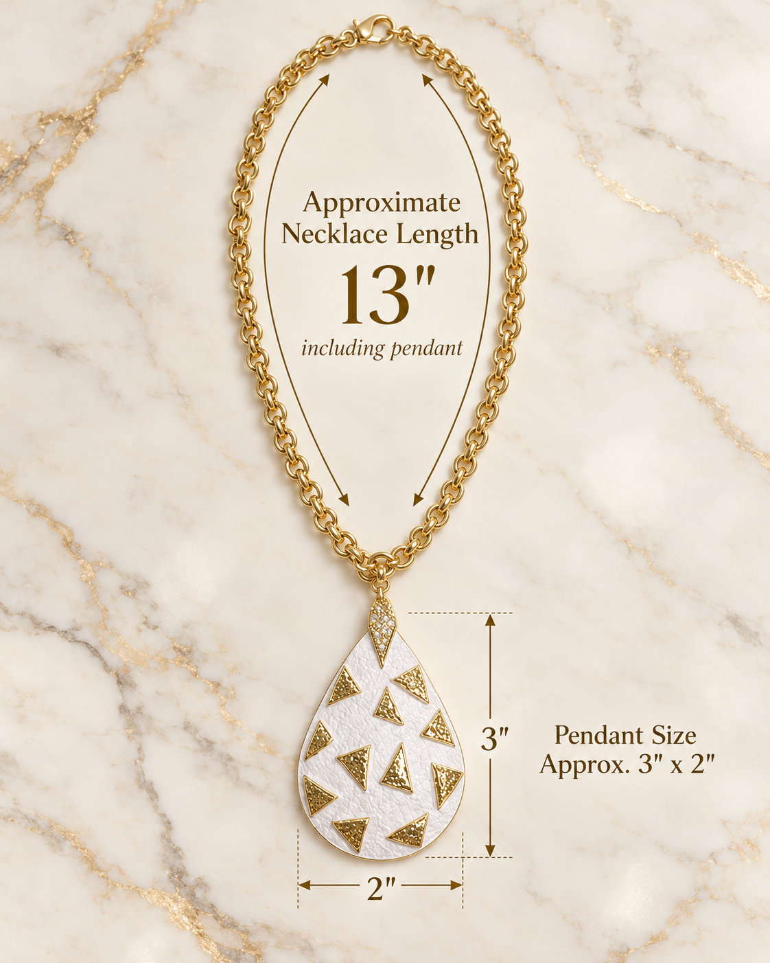 White & Gold Teardrop Statement Necklace