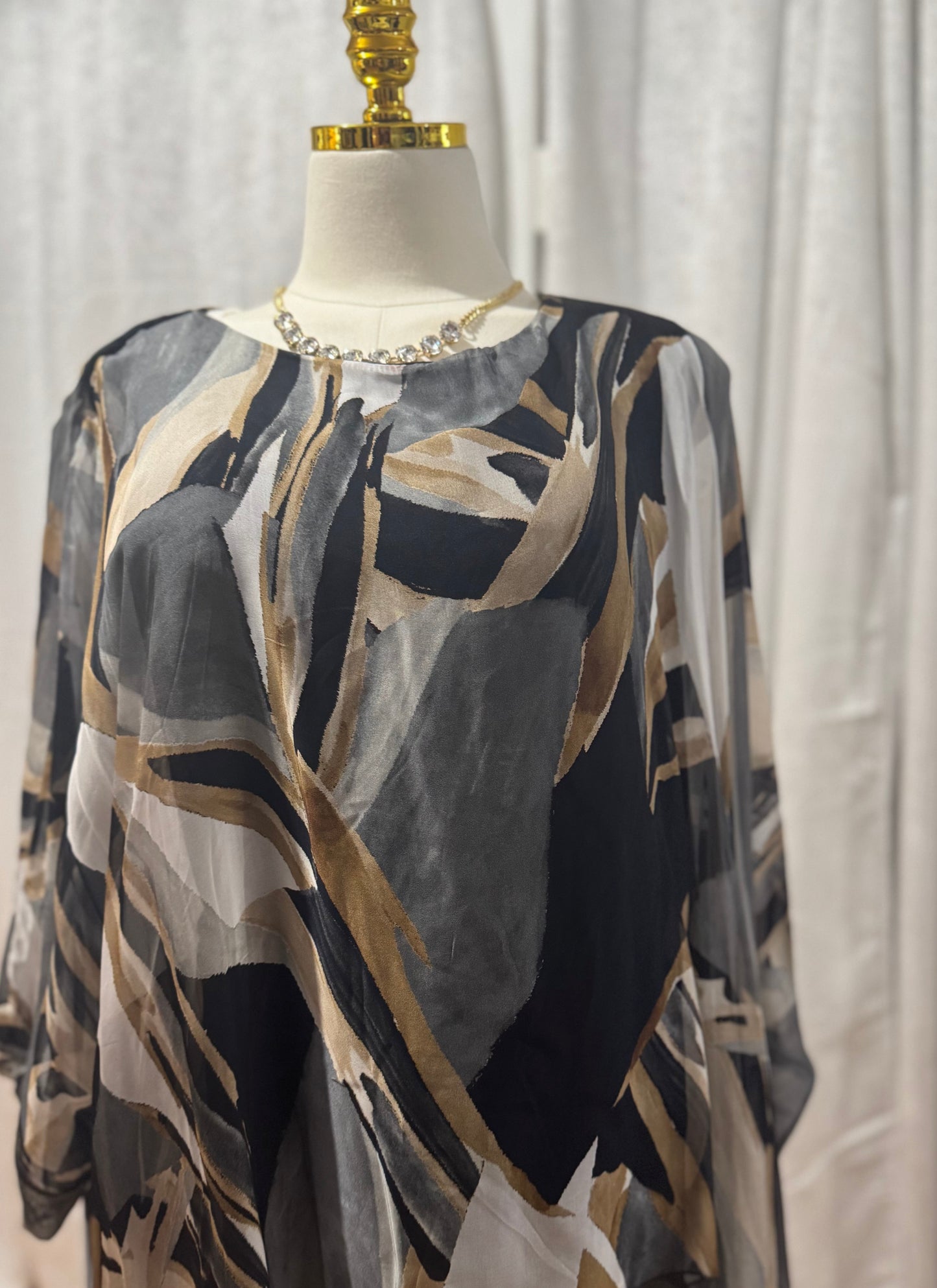 Silk Blouse Italian Collection Black Marble