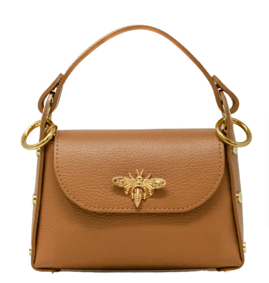 GENUINE ITALIAN LEATHER BUTTERFLY MINI BAG CAMEL
