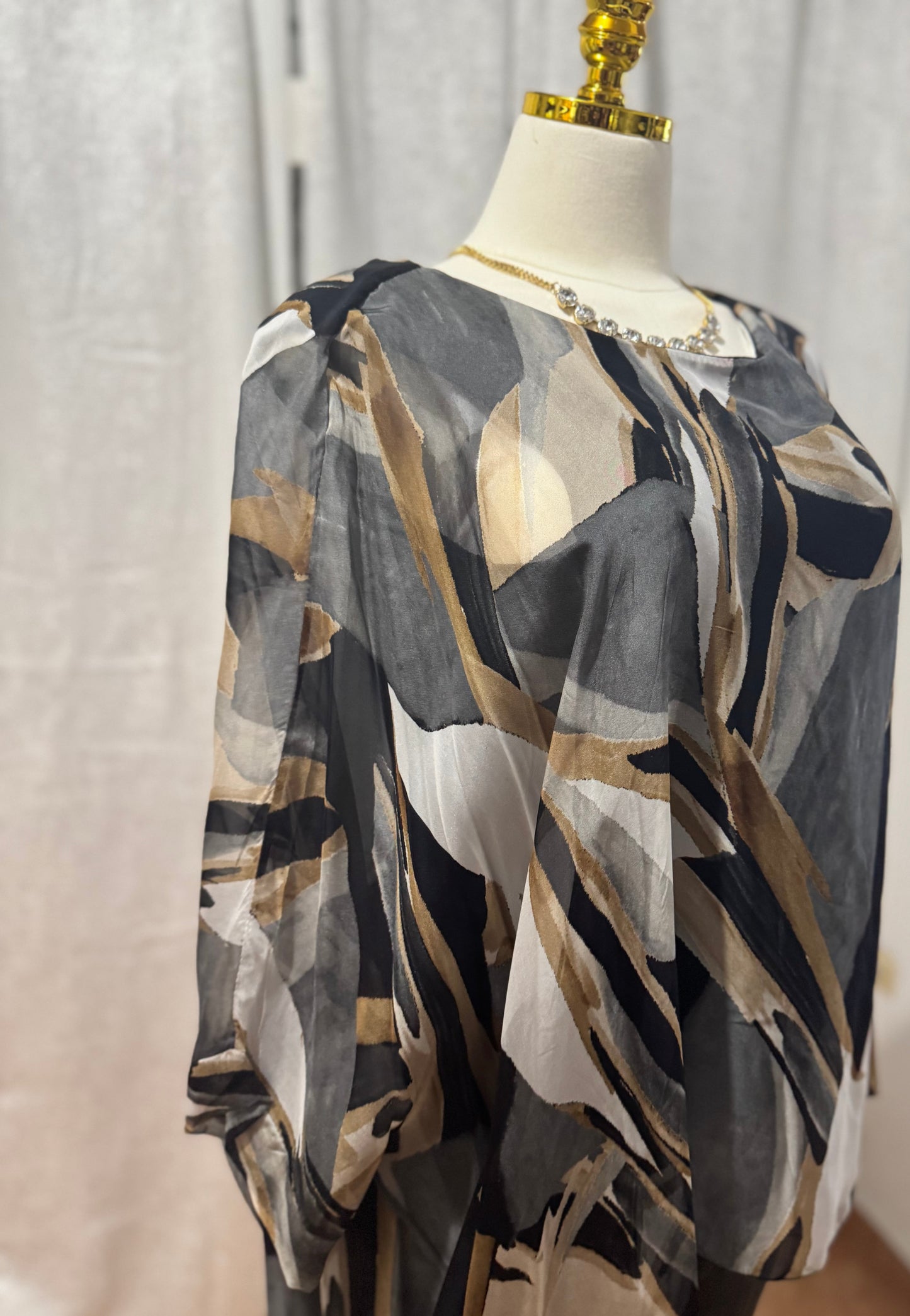 Silk Blouse Italian Collection Black Marble