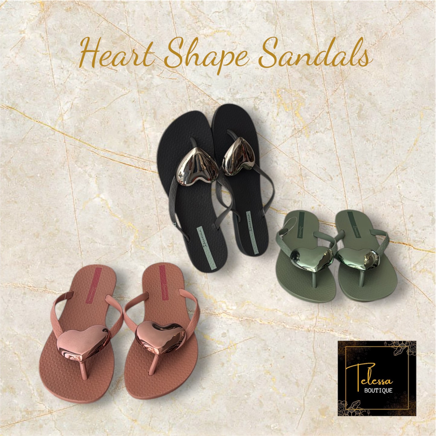 Heart Shape Sandals in Ligth PinK / Gold Rose