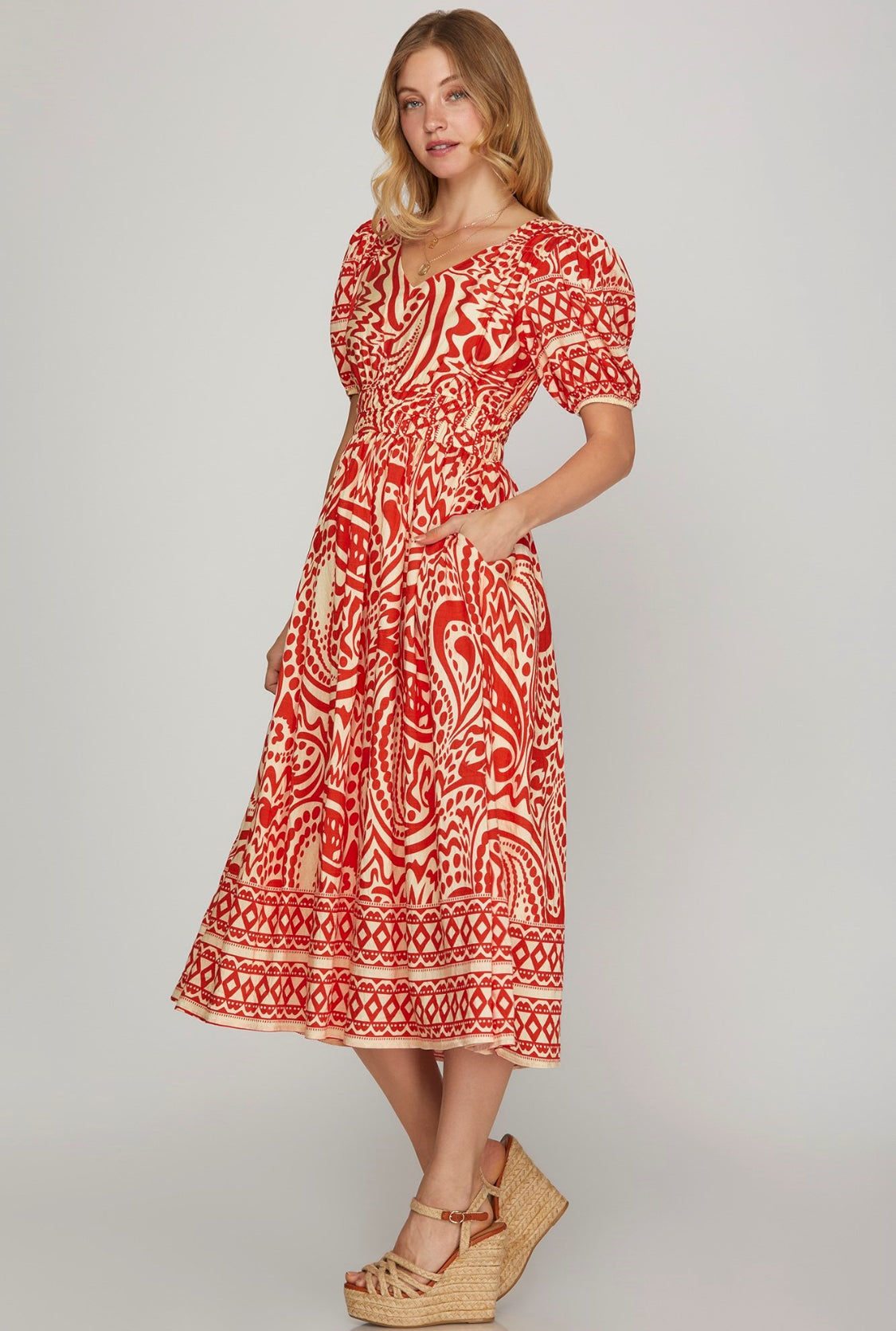 Short sleeve Midi Dress with Pockets