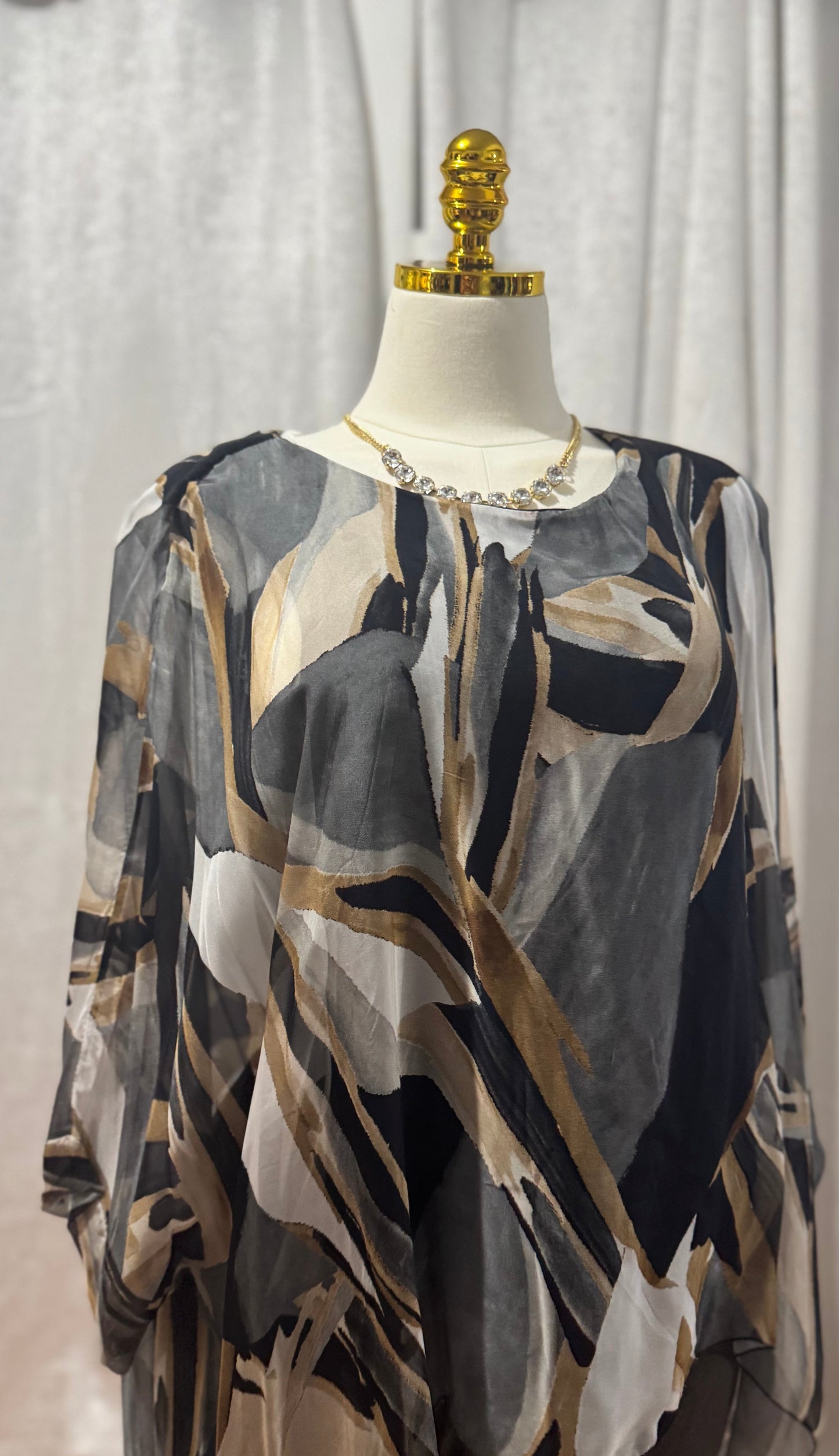 Silk Blouse Italian Collection Black Marble