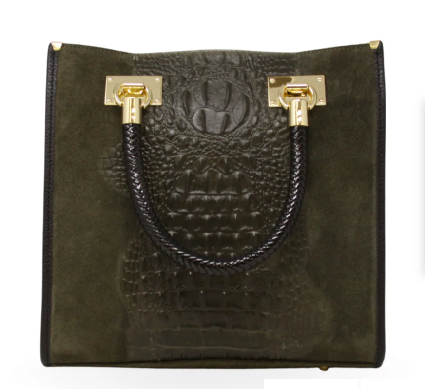 GENUINE ITALIAN LEATHER PORTFOLIO BAG OLIVE
