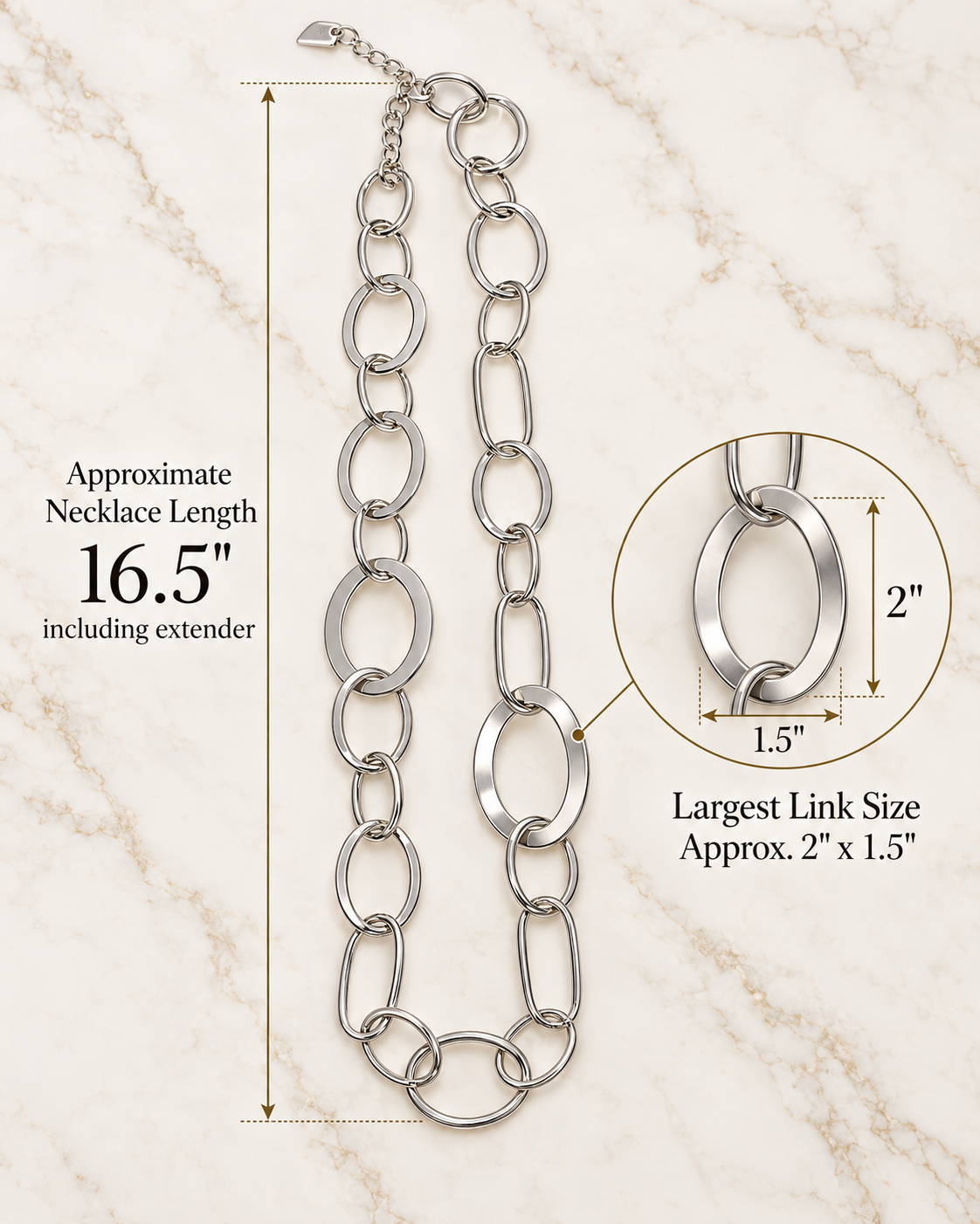 Silver Modern Links Statement Necklace