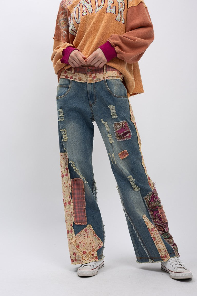 Denim Pants Feature Stylish Pink Patches