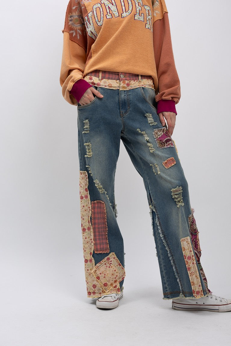 Denim Pants Feature Stylish Pink Patches