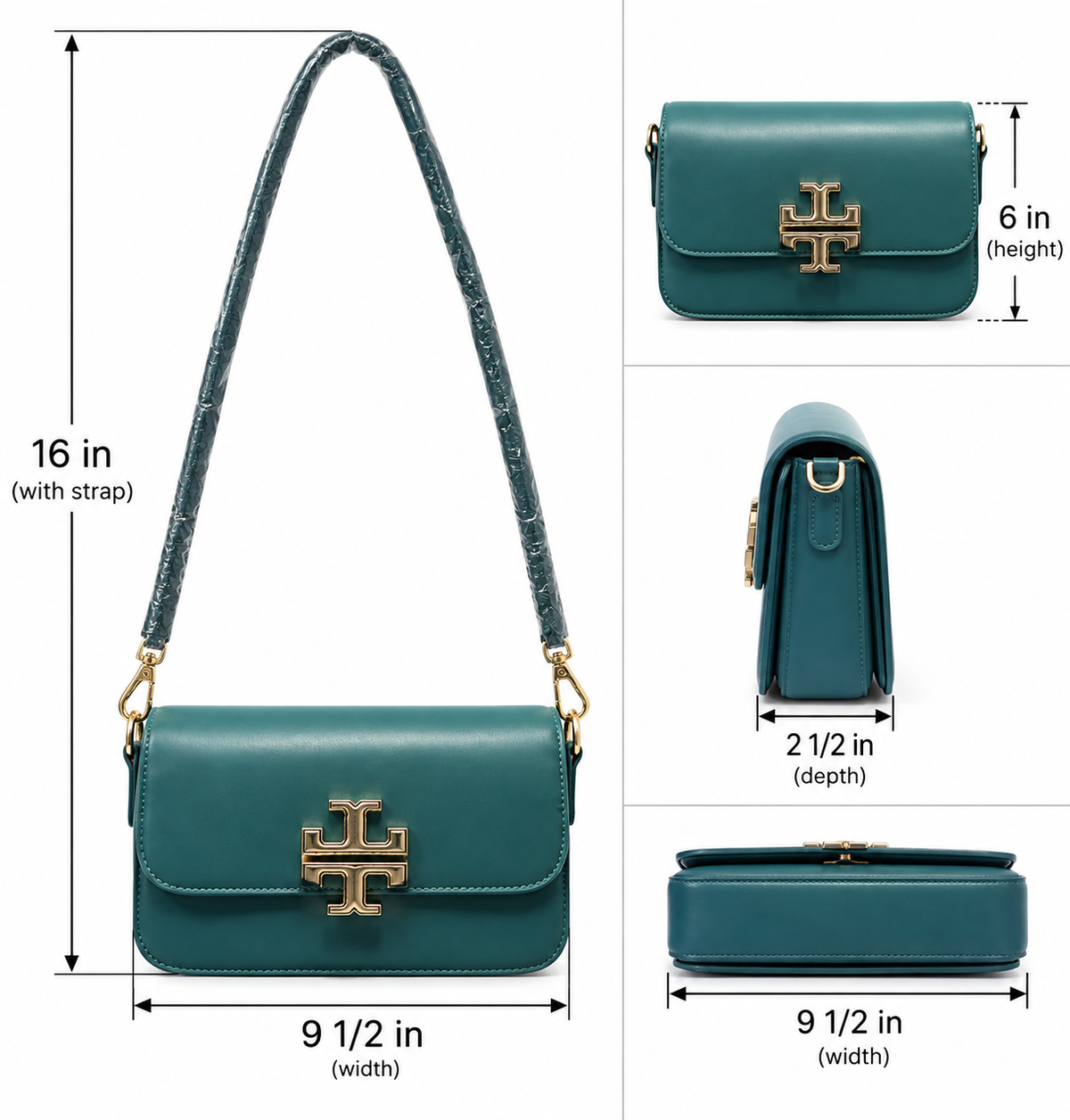 Turquoise Designer-Inspired Double-T Crossbody Bag