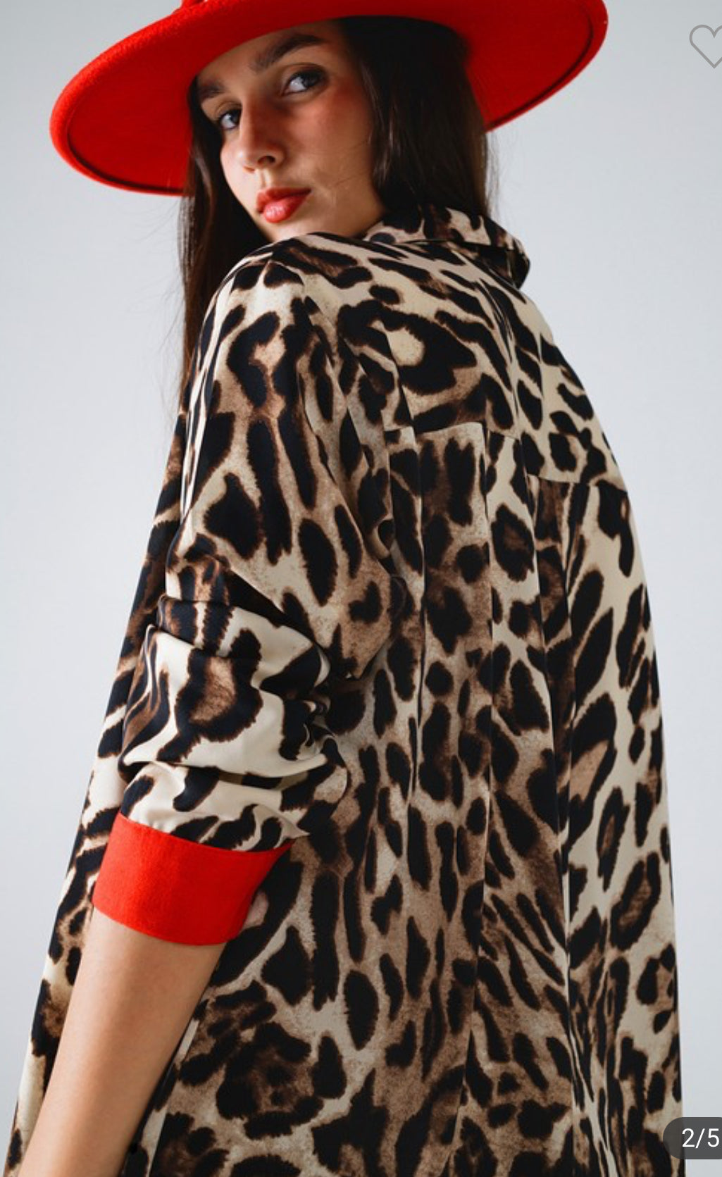 Leopard Shirt With Red Button Placket