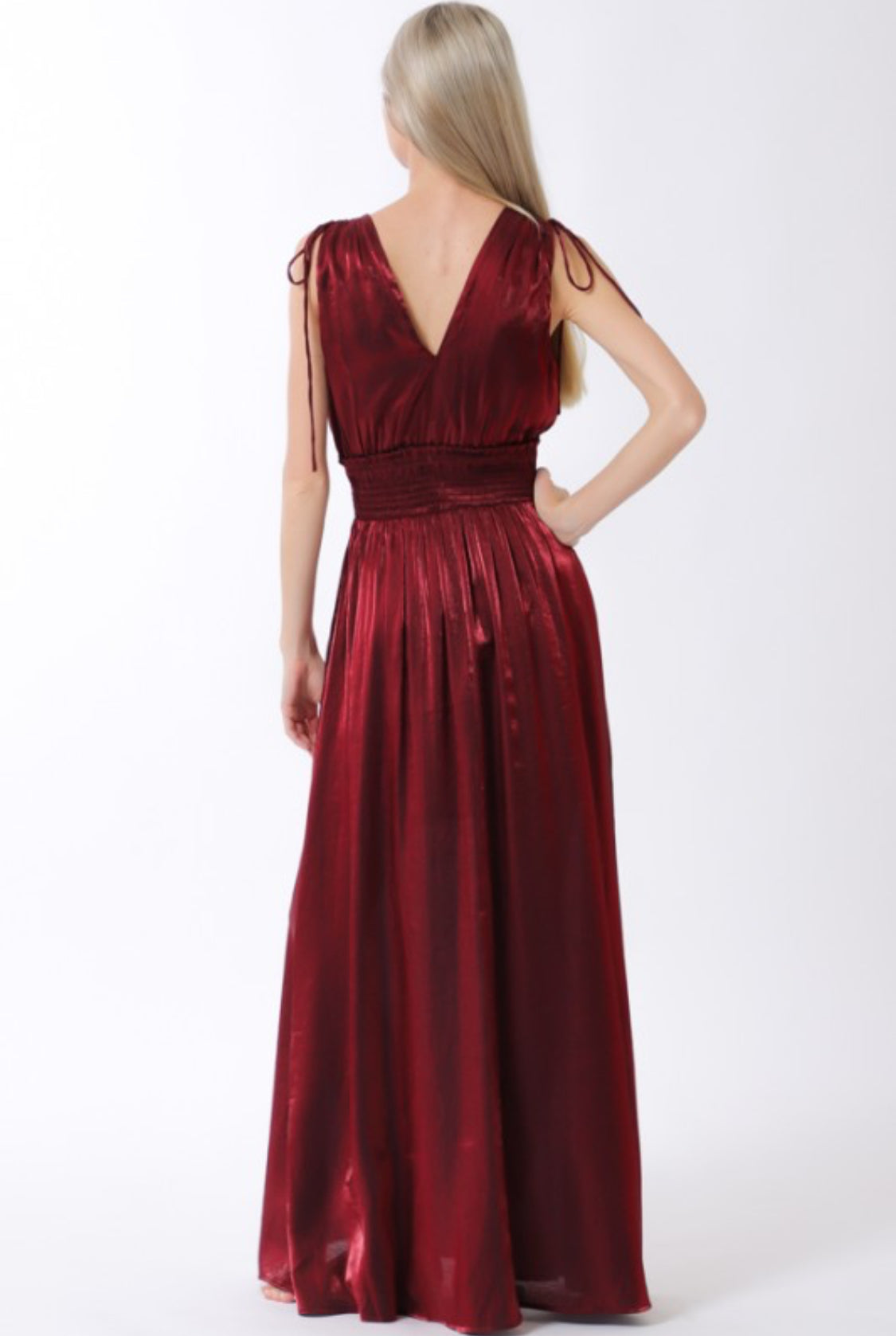 Sleeveless Tie Shoulder Straps Maxi Dress