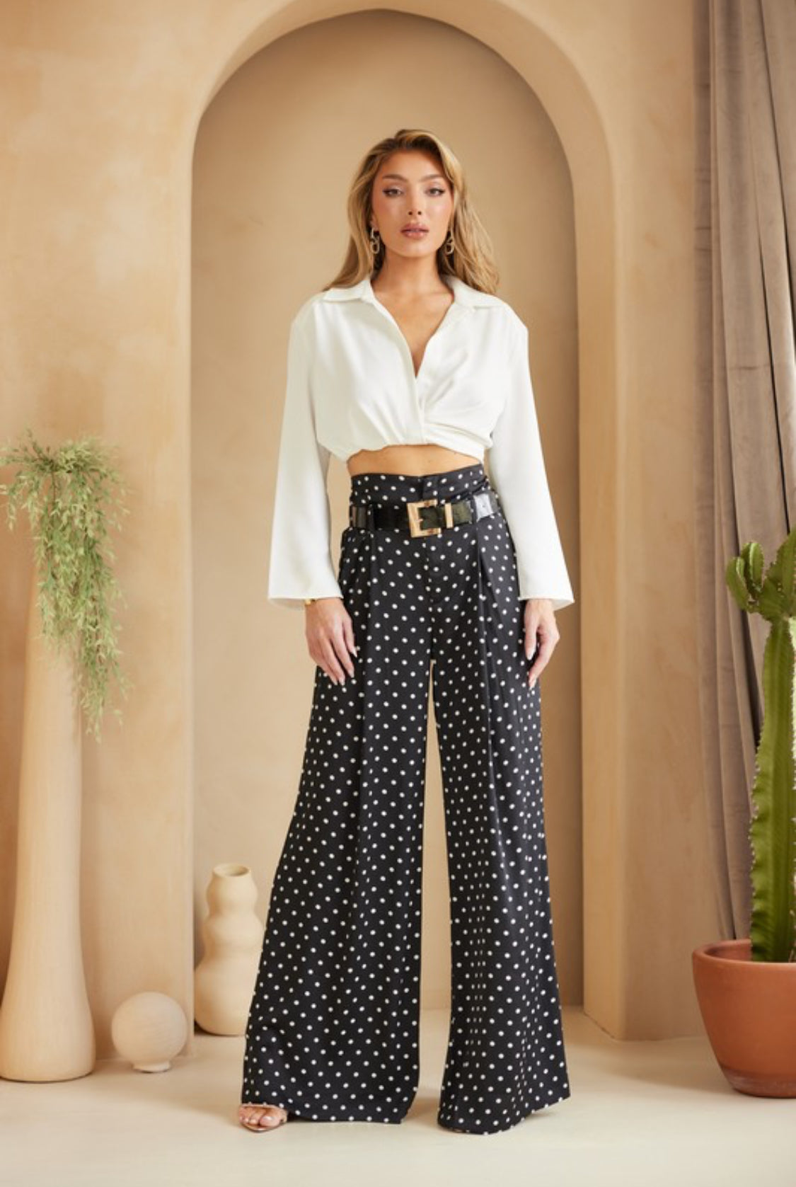 Polka Dots Palazzo with Belt