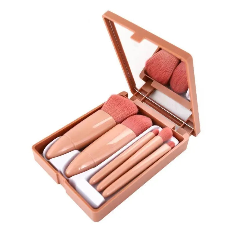 Simple Style Pink Artificial Fiber Makeup Brushes 1 Set In Caramel