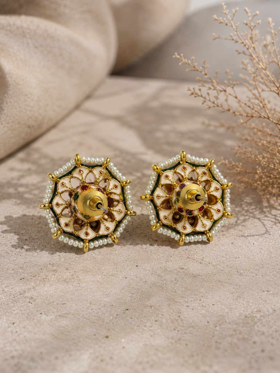 Emerald Kundan Earrings