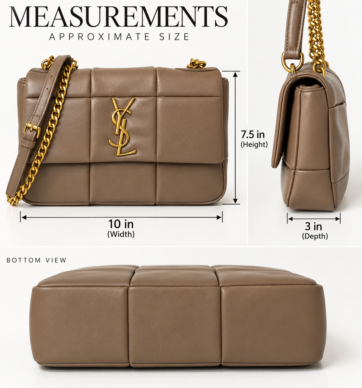 Brown Designer-Inspired Luxe Padded Chain Shoulder Bag