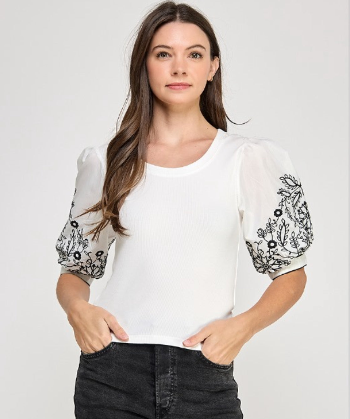 Embroidery sleeves Top