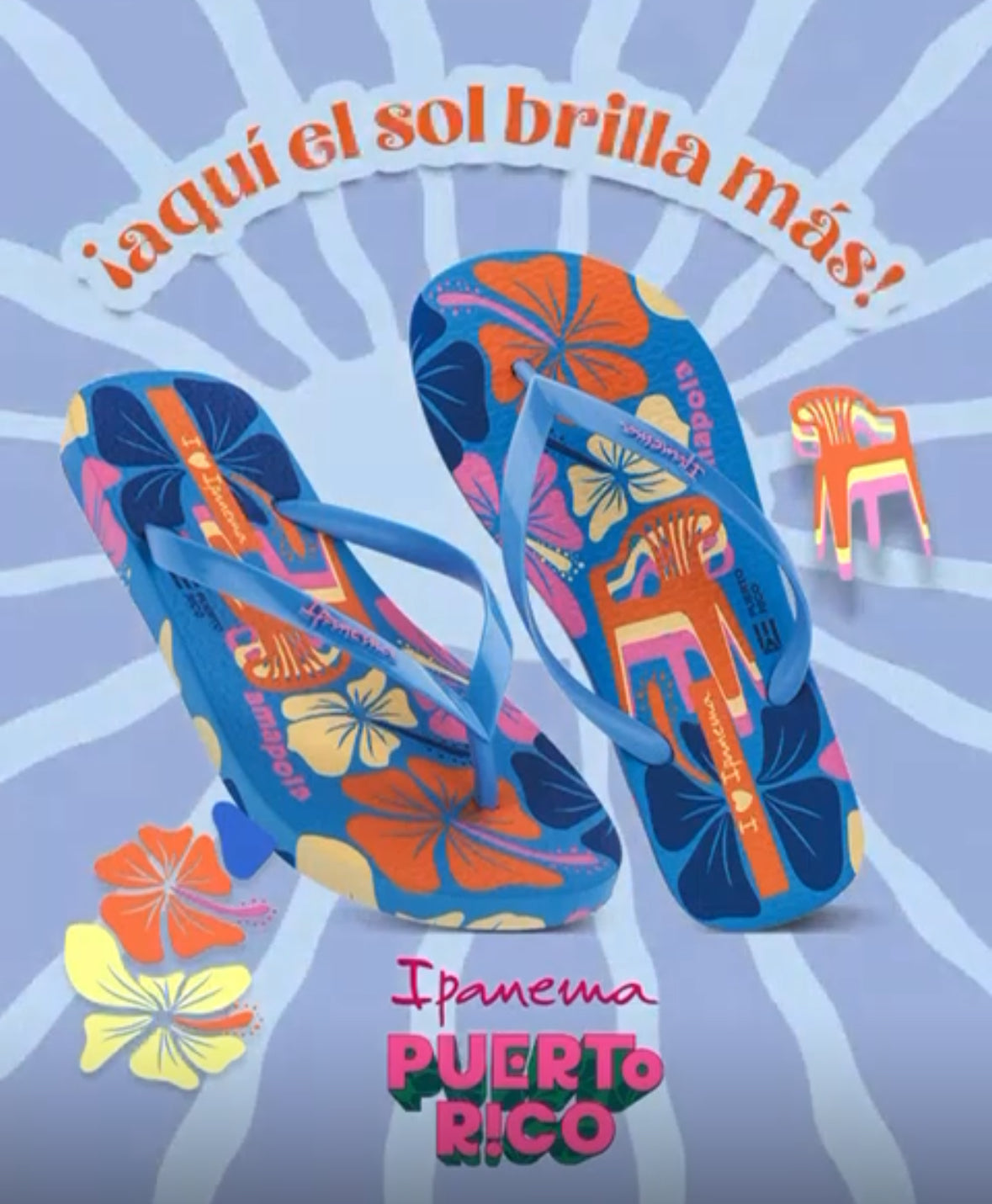 Puerto Rico Sandals Inspired Floral and Chair