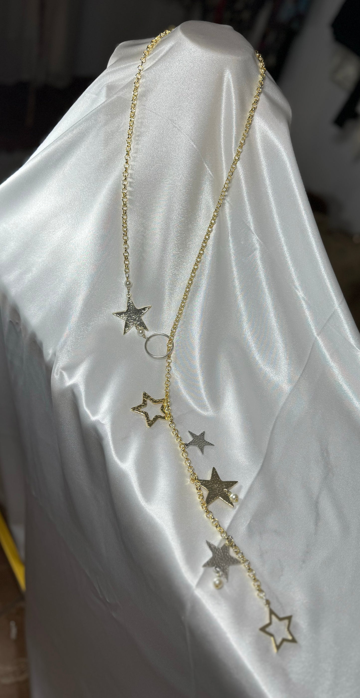 Star Long Necklace two tones